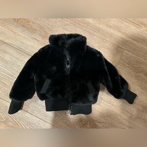 Urban Republic Faux Fur Plush Jacket Black Zip Pockets toddler size 12 months